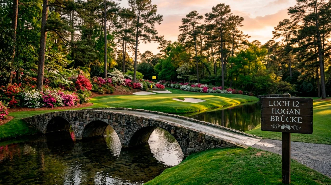 Augusta National Golf Club mit Blick auf das berühmte 12. Loch am Amen Corner