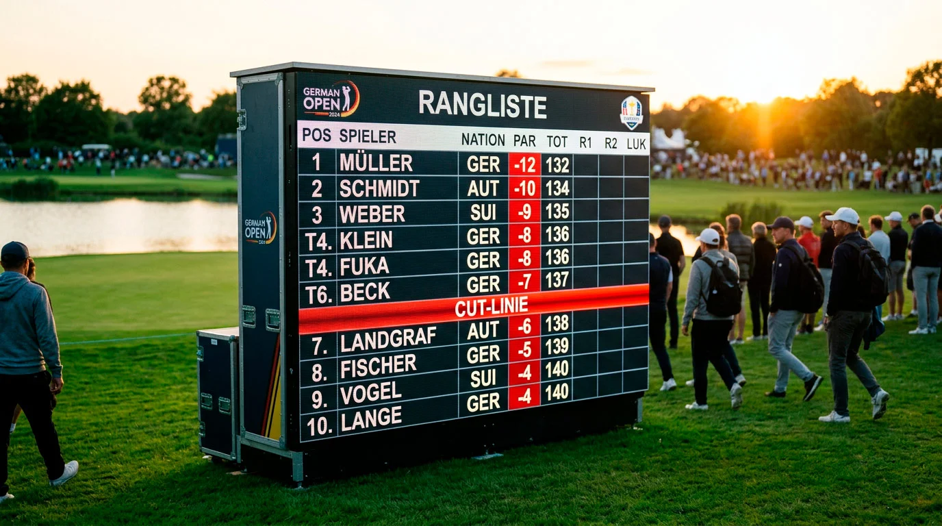 Golf-Leaderboard mit Cut-Linie markier