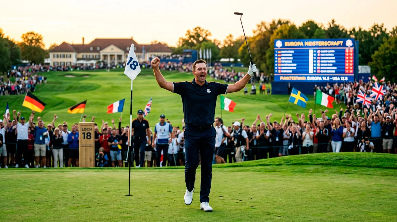 Europäisches Golf-Turnier mit Zuschauern und Flaggen