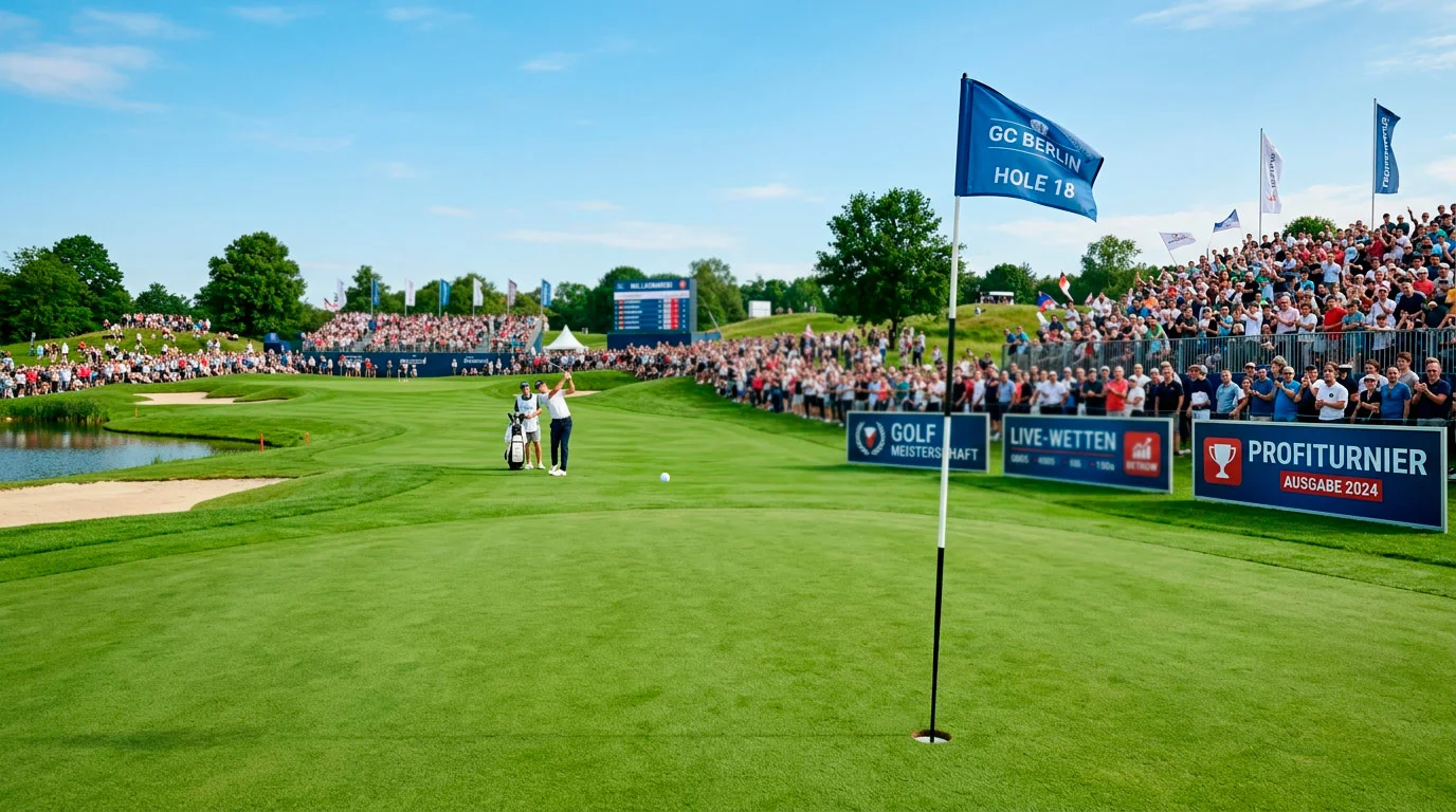 PGA Tour Turnierbanner mit Zuschauern im Hintergrund